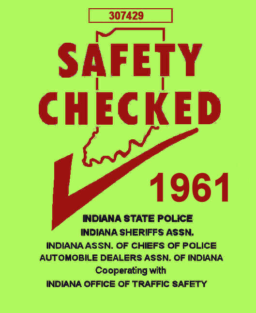 (image for) 1961 Indiana Safety Check INSPECTION sticker